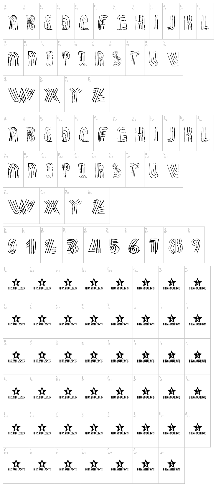 Thrashline font map